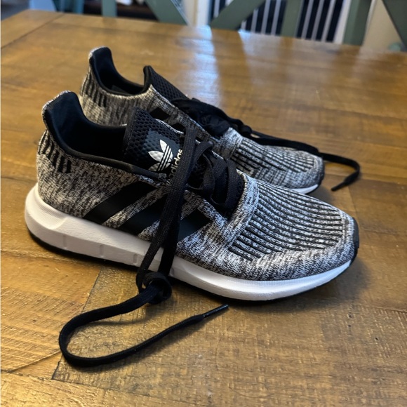 Adidas Kids Black and White Knit Sneakers - Picture 1 of 2